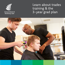 Young man practices barber skills on another young man while an instructor looks on.